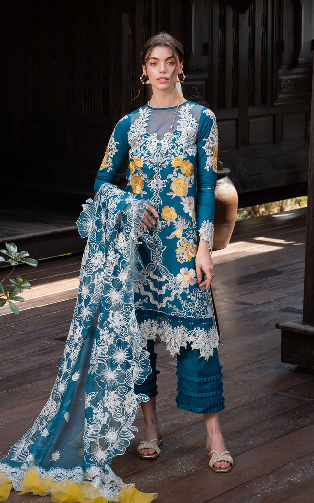 Asifa & Nabeel Rosemary & Ruffles Luxury Lawn – FLORA (RRL-11)