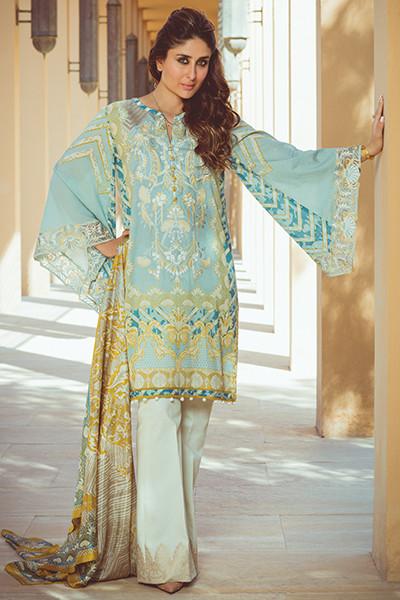 Faraz Manan Crescent Lawn Collection 2016 – FM03 Gold Sky - YourLibaas
 - 1