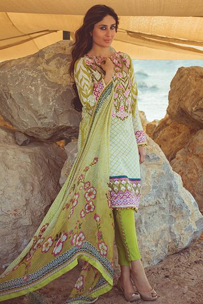 Faraz Manan Crescent Lawn Collection 2016 – FM11 Olive Tree - YourLibaas
 - 1