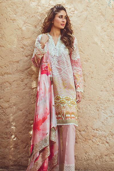 Faraz Manan Crescent Lawn Collection 2016 – FM16 Desert Rose - YourLibaas
 - 1