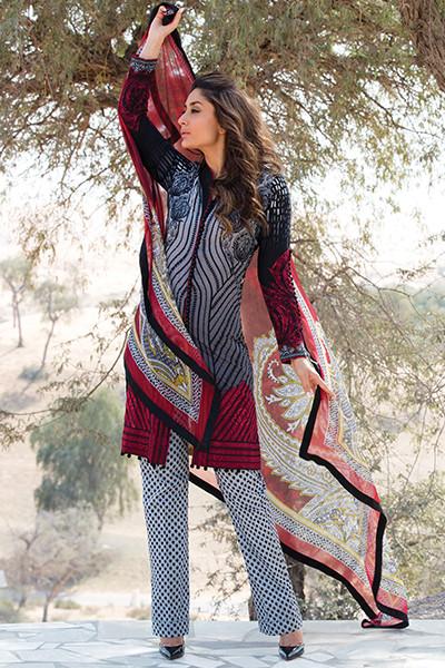 Faraz Manan Crescent Lawn Collection 2016 – FM18 Crimson Crush - YourLibaas
 - 1