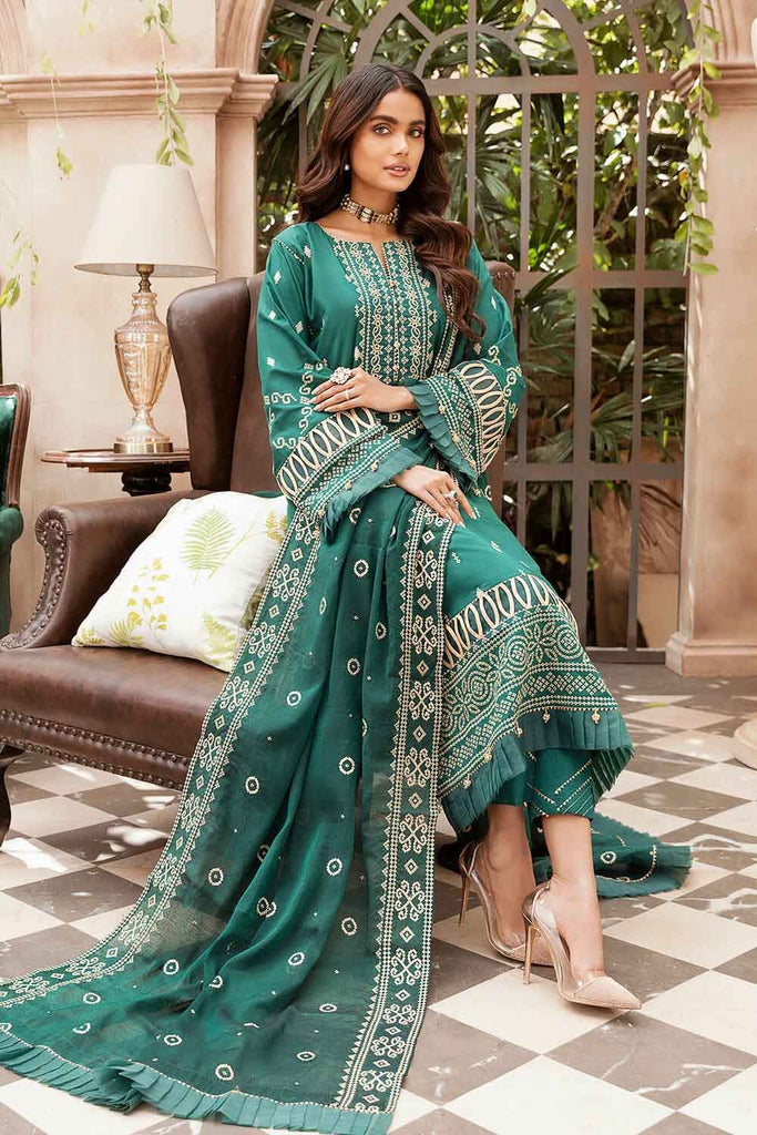 Gul Ahmed Eid Collection 2022 – Embroidered Luxury Lawn Suit with Yarn Dyed Dupatta FE-12020