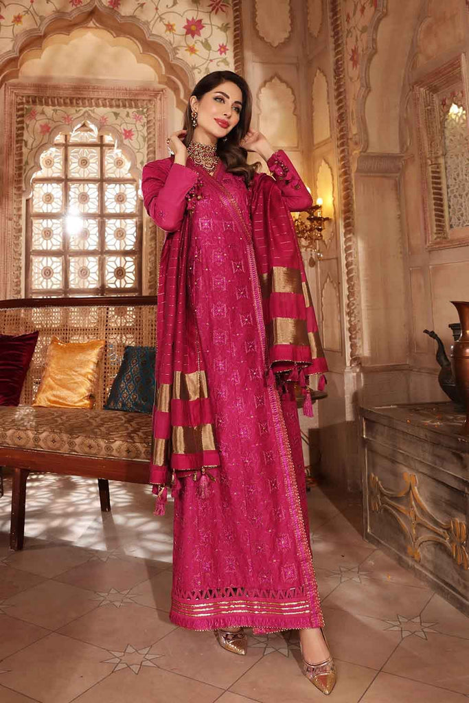 Gul Ahmed Eid Collection 2022 – Embroidered Luxury Lawn Suit with Yarn Dyed Dupatta FE-12195