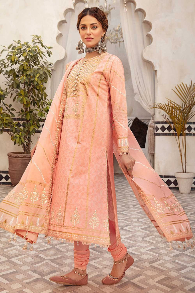 Gul Ahmed Nayaab Collection – 3PC Gold and Lacquer Printed Lawn Suit CL-22130