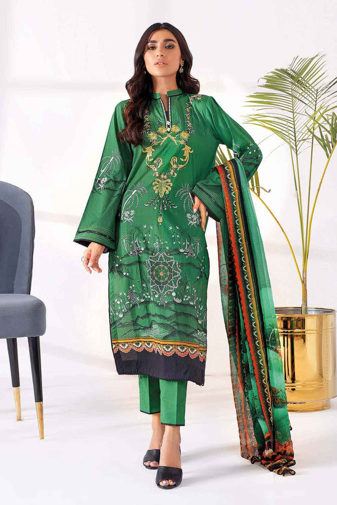 Gul Ahmed Summer 2022 · Premium Collection – 3PC Embroidered Lawn Suit With Digital Printed Chiffon Dupatta BM-168