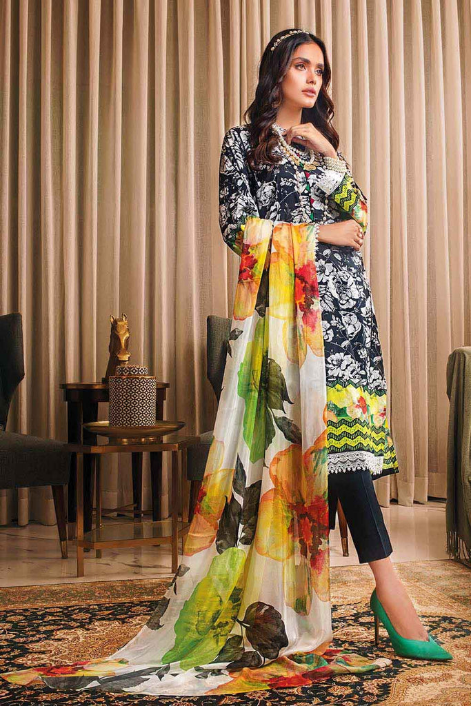 Gul Ahmed Summer 2022 · Premium Collection – 3PC Tissue Silk Dupatta With Lawn Suit SSM-12001