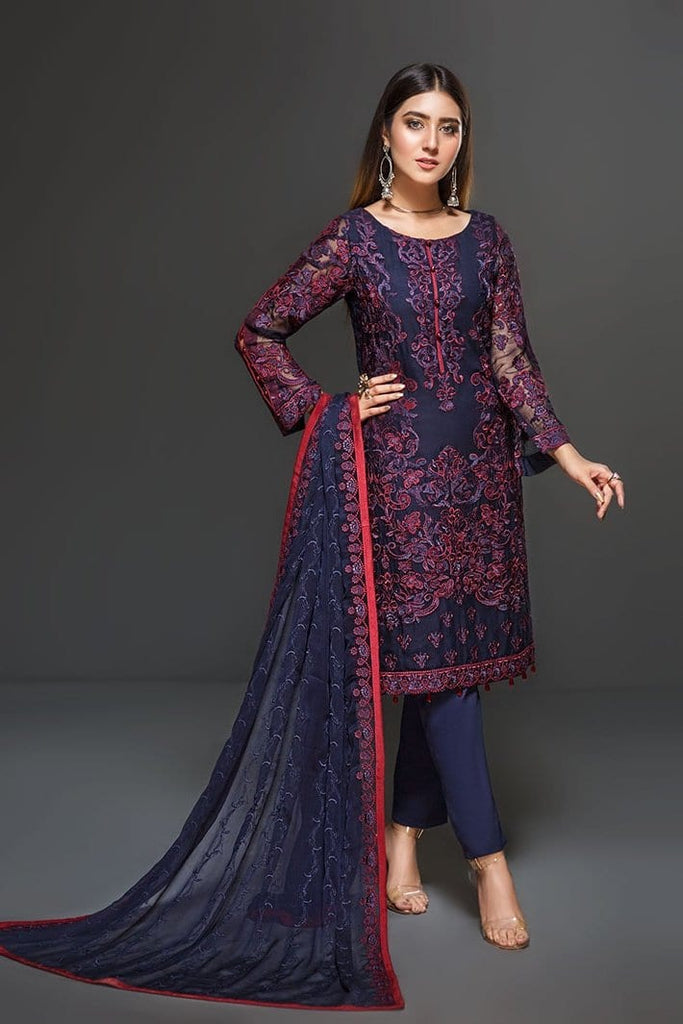 Zarif Embroidered Chiffon Collection 2019 – Indigo