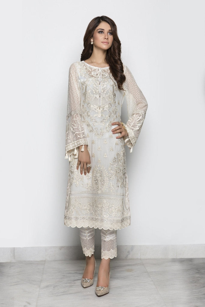 Baroque Luxury Chiffon Embroidered Collection Vol 4 – Iris White - YourLibaas
 - 1