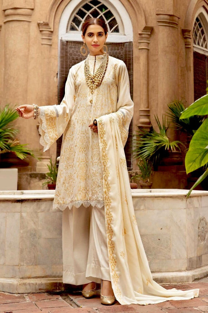 Khoobseerat by Shaista - Peach Embroidery Winter Collection (with Wool Shawl) – DN-280