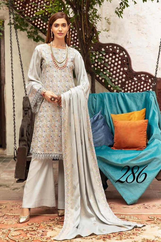 Khoobseerat by Shaista - Peach Embroidery Winter Collection (with Wool Shawl) – DN-286