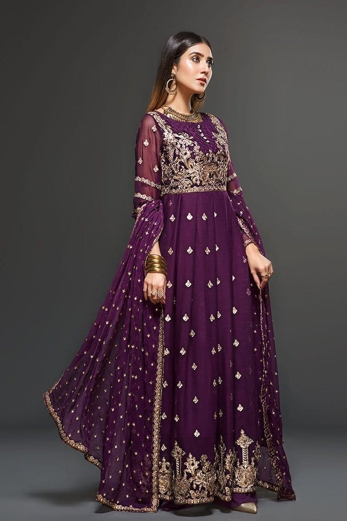 Zarif Embroidered Chiffon Collection 2019 – Lavendar