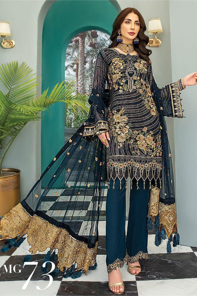 Maryam's Gold Luxury Embroidered Chiffon Collection Vol 7 – MG-73