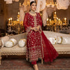 Merakish Luxury Embroidered Chiffon Collection – Red Crimson