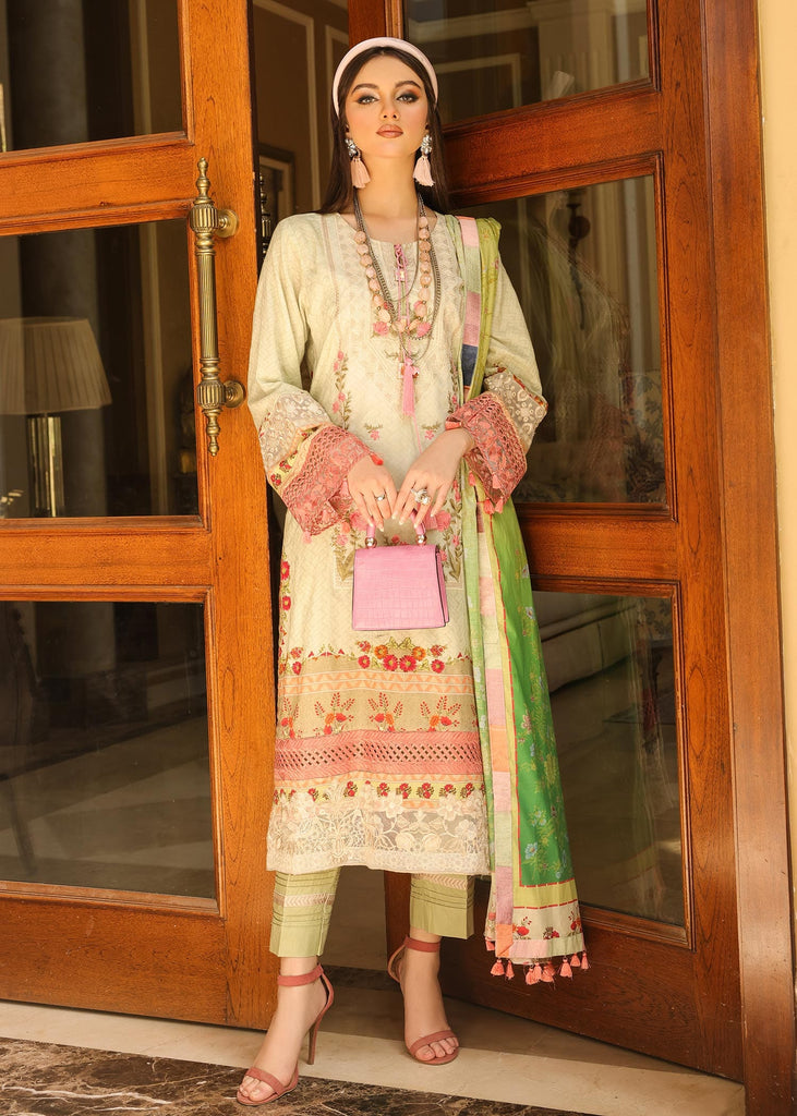 Naushad Imdad Luxury Lawn Collection 2022 – Lime Punch - NI-LL-009