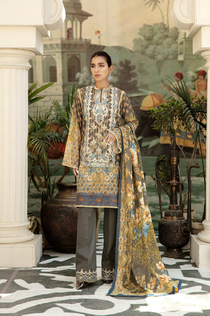 Adan's Libas Saqafat Lawn Collection '21 – Crown Grey