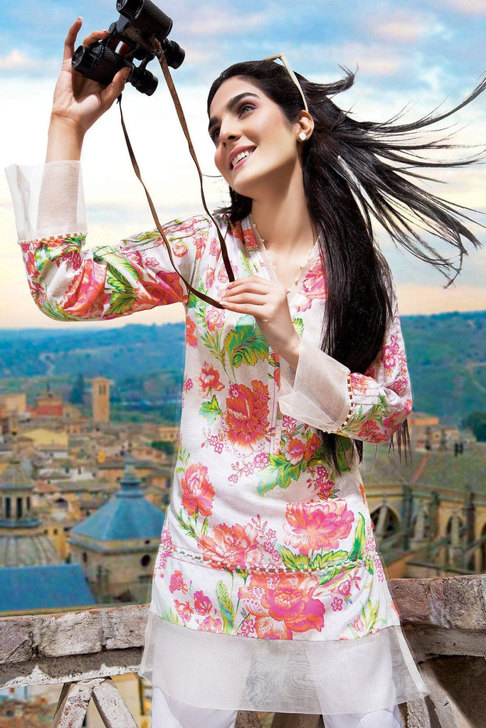 Gul Ahmed Summer 2017 - White 1 PC Printed Lawn Single SL-320 A