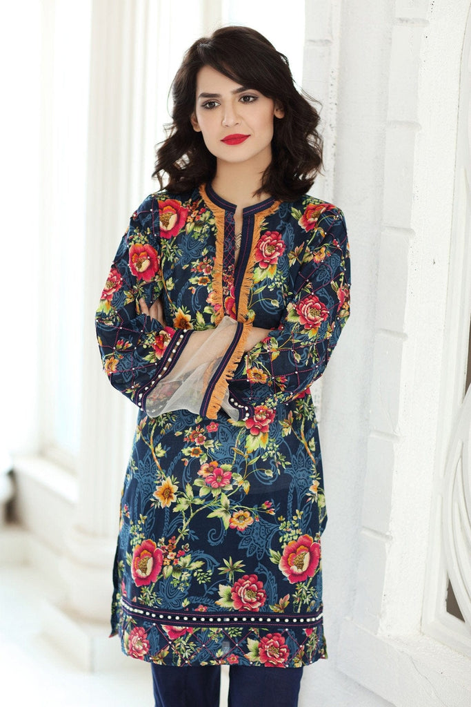 Gul Ahmed Summer 2017 - Navy 1 PC Printed Lawn Single SL-328 A