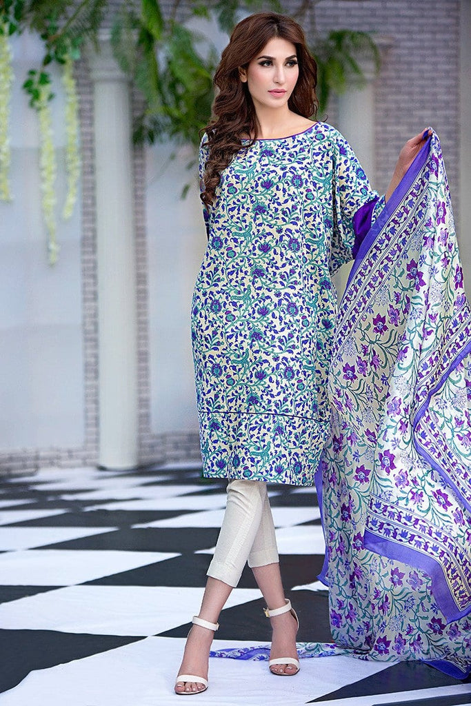 Gul Ahmed Light Blue Soya Silk Collection – SY-07 - YourLibaas
 - 1