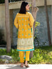 Zellbury Shirt Shalwar Dupatta - Saffron Yellow B - Khaddar Suit - 0308