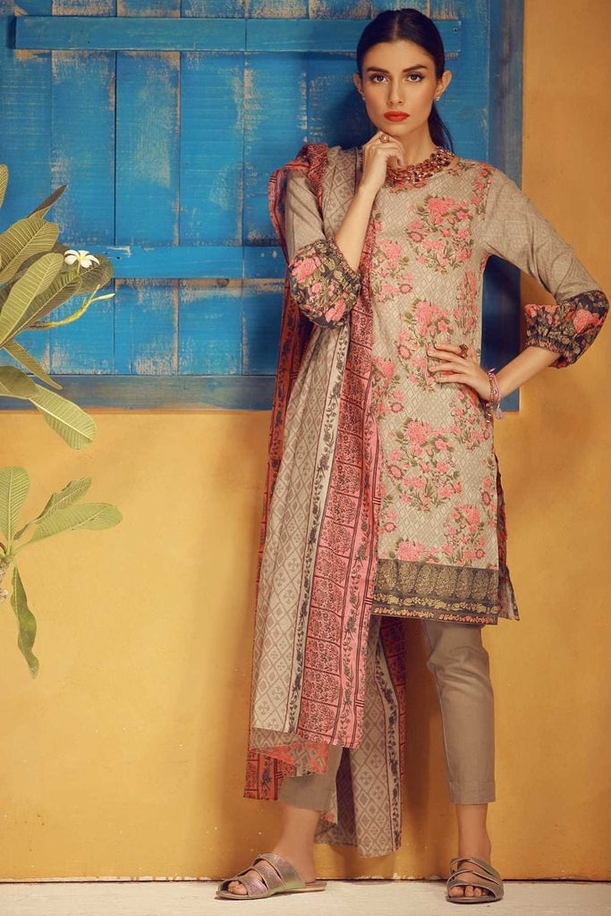 Khaadi Tropical Escape Lawn Collection 2018 – A18112 Grey 3Pc