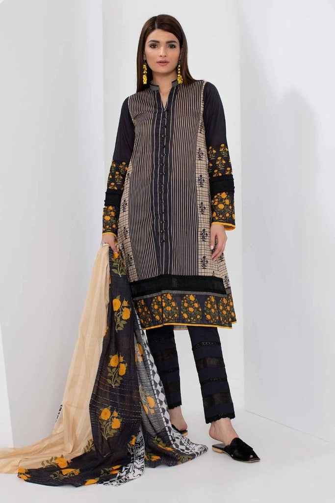 Khaadi Mid Summer Lawn Collection 2018 – A18308 Black 3Pc