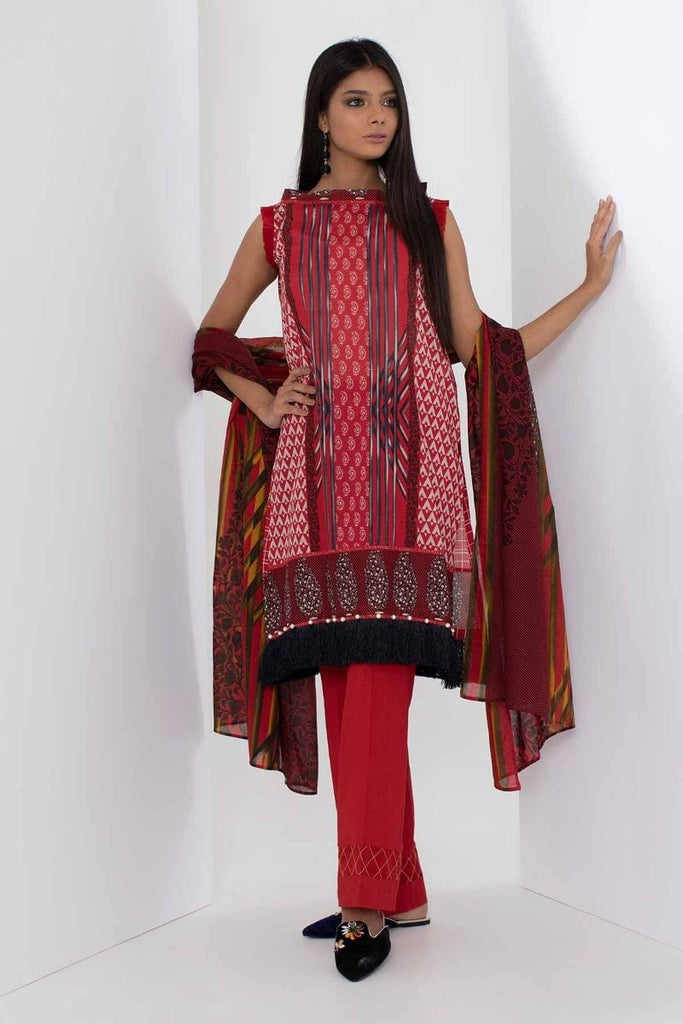 Khaadi Mid Summer Lawn Collection 2018 – A18310 Red 3Pc