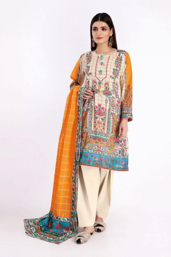 Khaadi Feel Free Spring Lawn Collection 2020 – Shirt Shalwar Dupatta – A20121 Off White