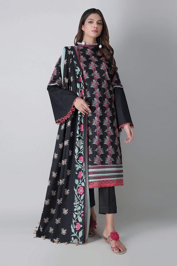 Khaadi Spring Collection 2021 – 3PC Suit · Printed Suit · A21124 Black