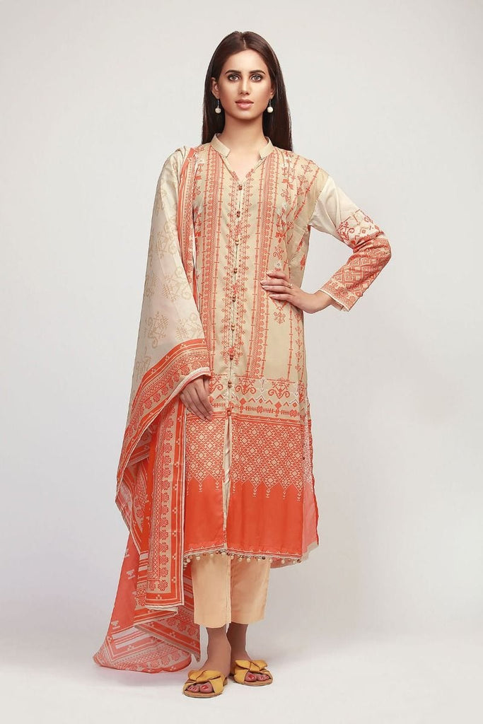 Khaadi The Tale of Spring Lawn Collection 2019 – AF19105 Orange 3Pc