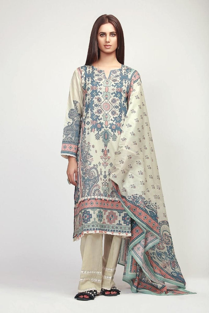 Khaadi The Tale of Spring Lawn Collection 2019 – AF19112 Beige 3Pc