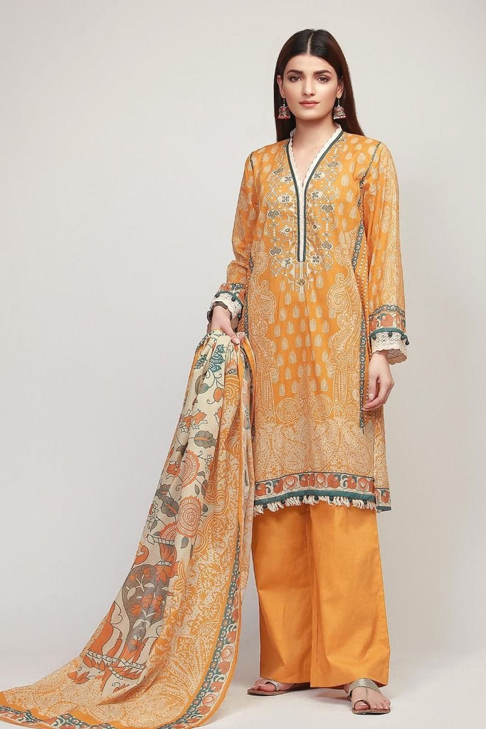Khaadi The Tale of Spring Lawn Collection 2019 – AF19114 Mustard 3Pc