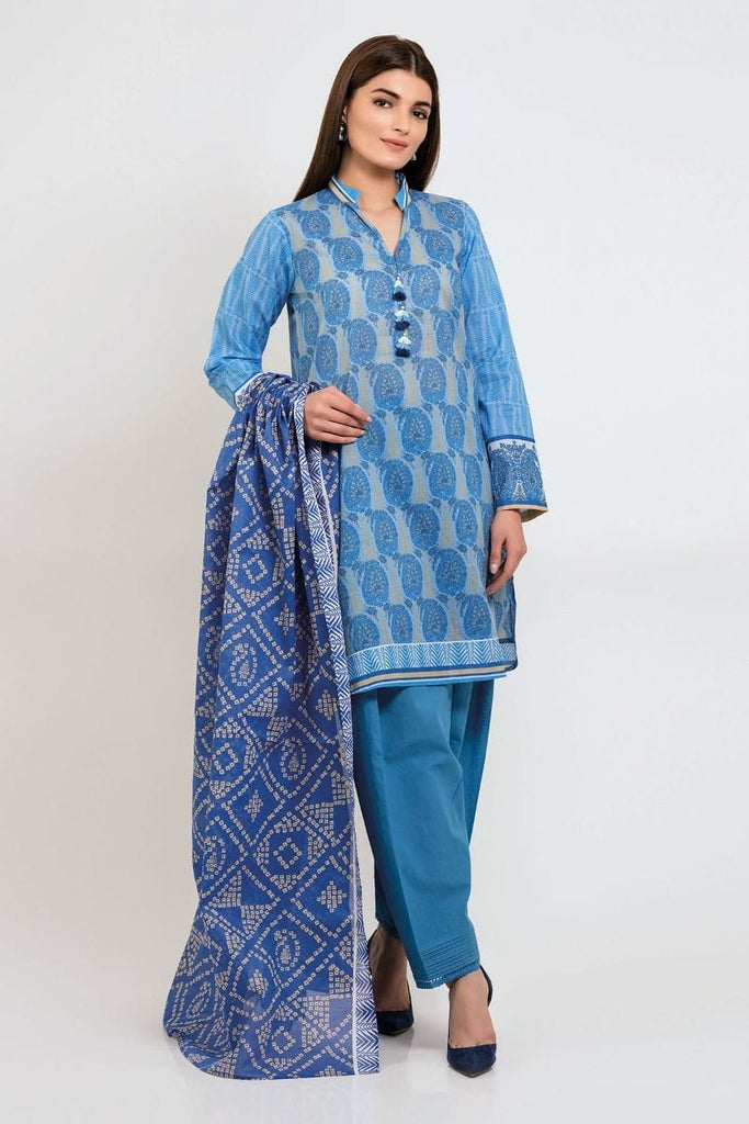 Khaadi The Tale of Spring Lawn Collection 2019 – AR19111 Blue 3Pc