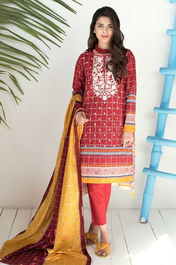Khaadi Tropical Escape Lawn Collection 2018 – B18107 Red 3Pc