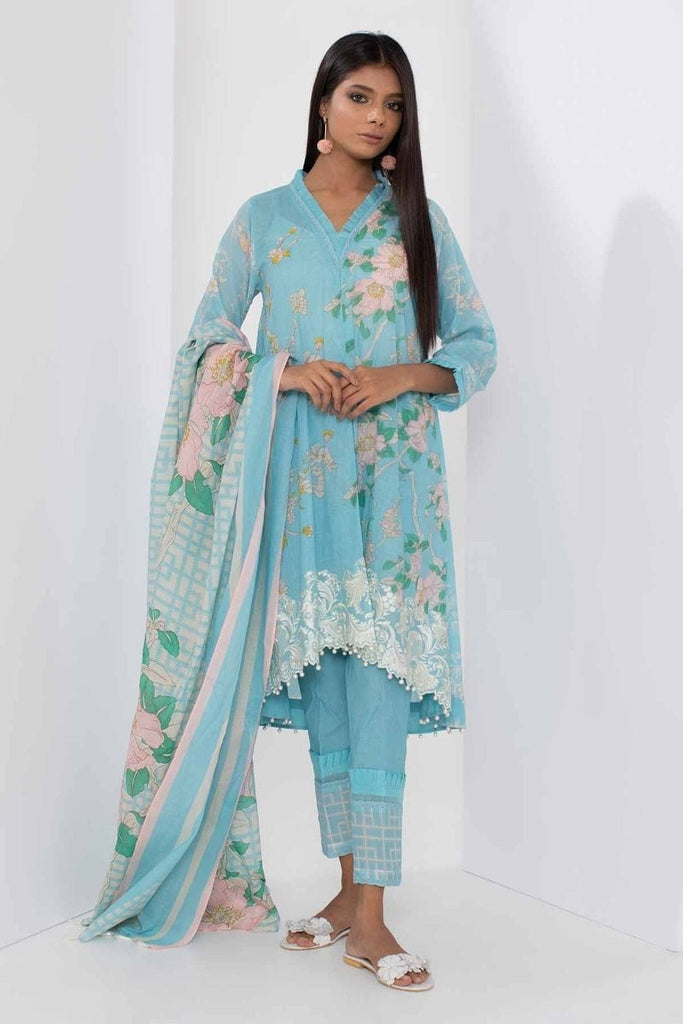 Khaadi Mid Summer Lawn Collection 2018 – B18310 Blue 3Pc