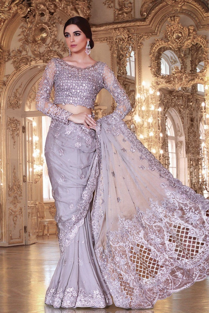 MARIA.B MBROIDERED Luxury Eid Collection 2017 – Silver Grey (BD-1006)