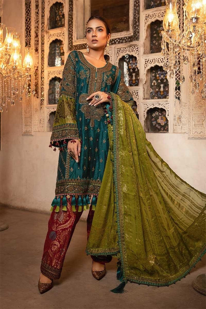 MARIA.B MBROIDERED Heritage Eid Collection 2019 – Teal, Green & Deep Ruby (BD-1706)