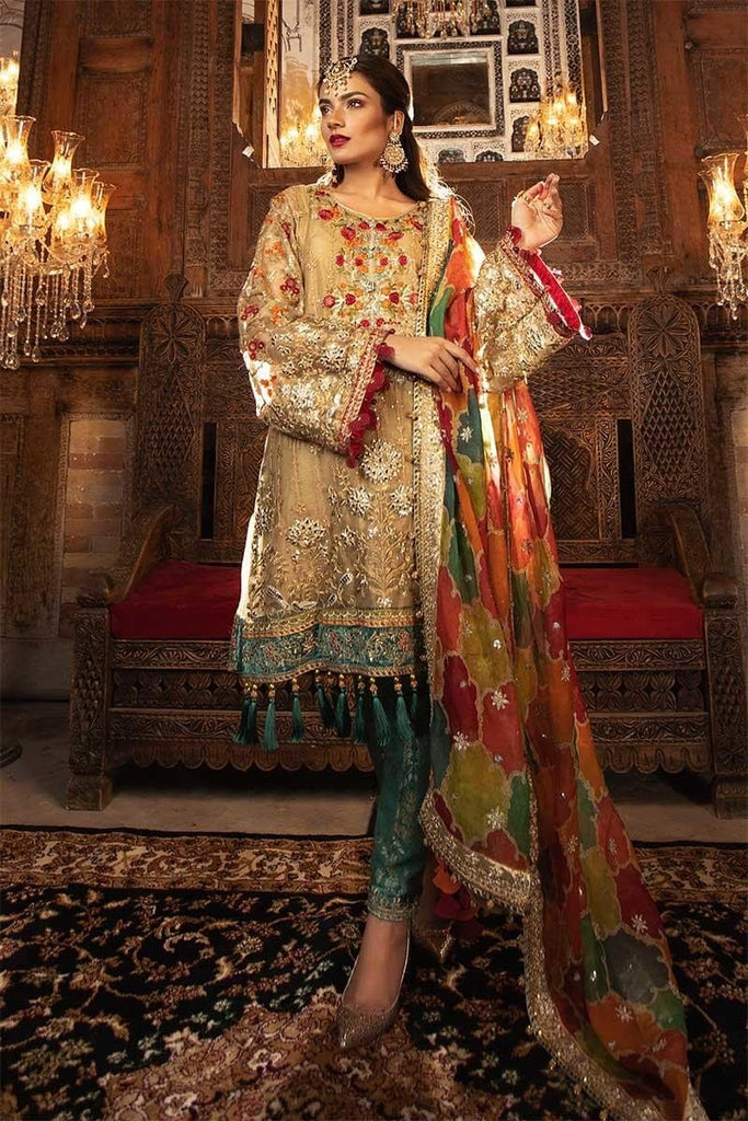 MARIA.B MBROIDERED Heritage Eid Collection 2019 – Shimmering Gold (BD-1707)