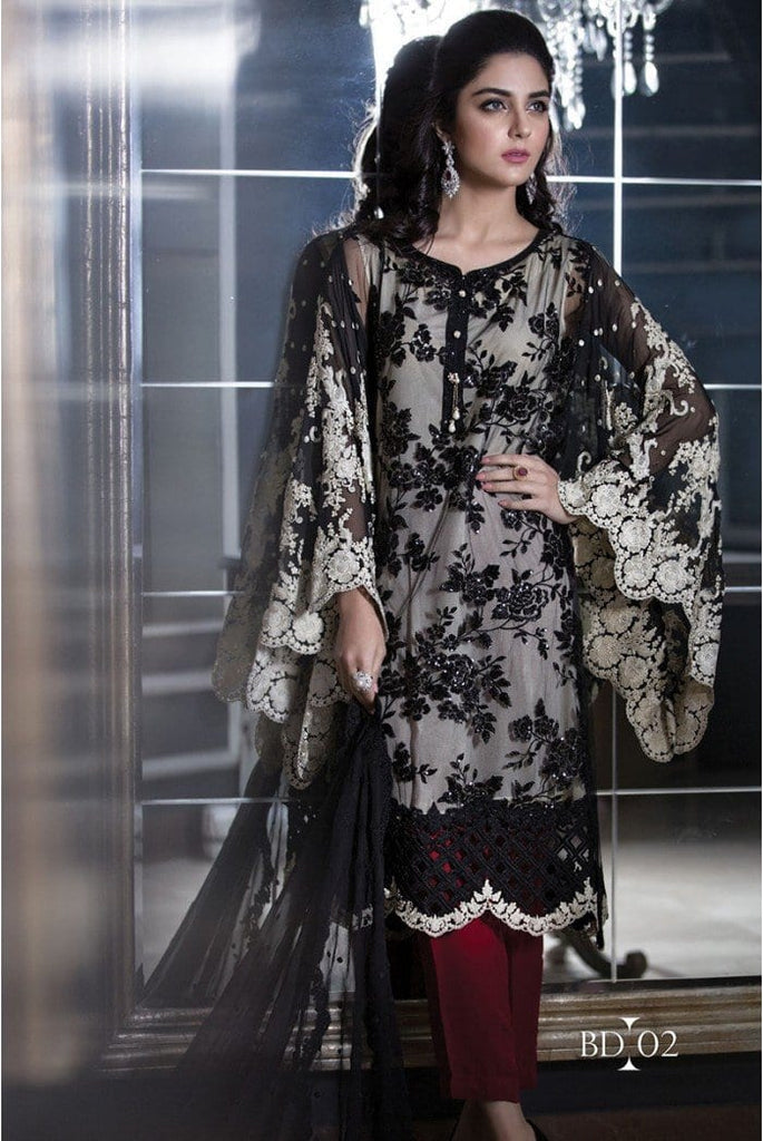 Maria.B Mbroidered Luxury Edition - Black BD602 - YourLibaas
 - 1