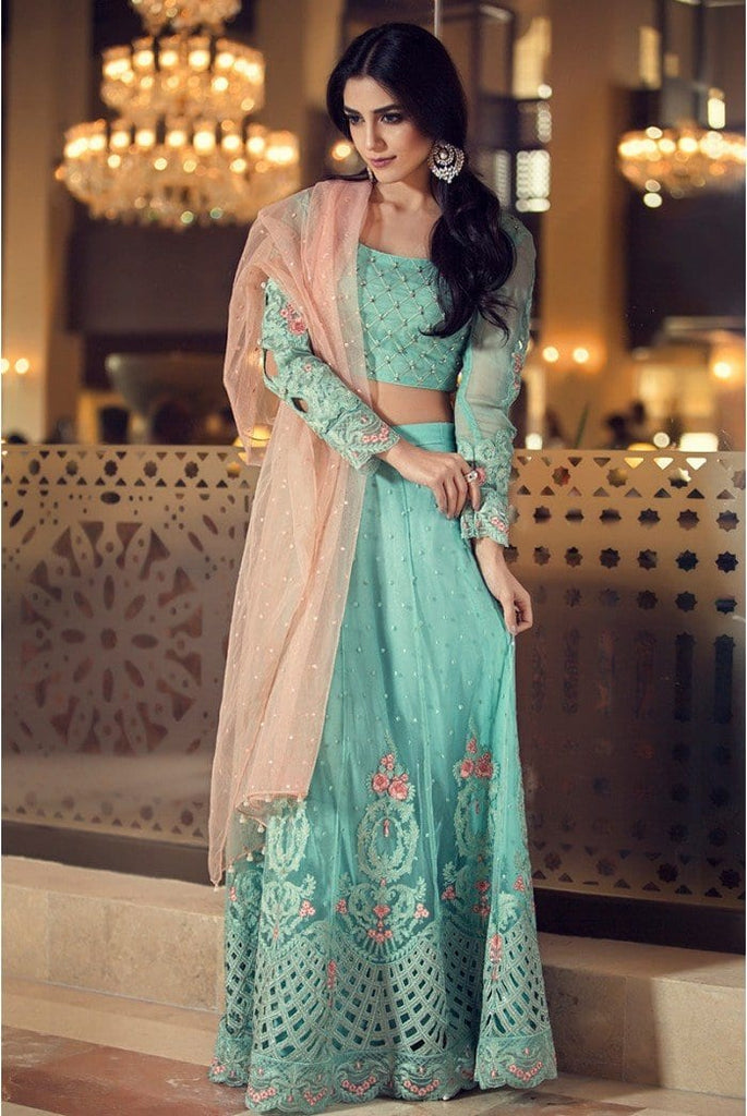 Maria.B Mbroidered Collection 2016 – Aqua BD-702 - YourLibaas
