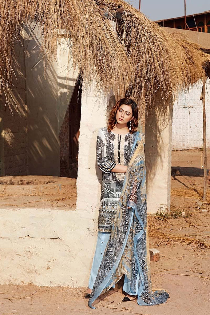 Gul Ahmed Summer Premium Collection  – Blue 3 Pc Embroidered Chiffon C-506