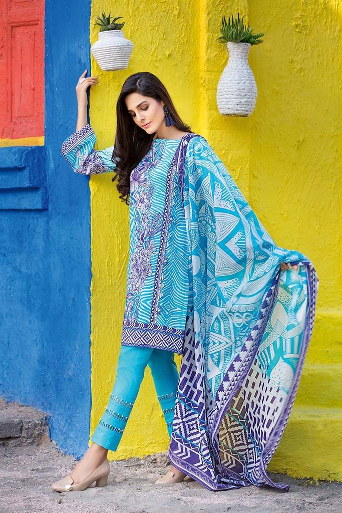 Gul Ahmed Summer Essential Collection 2018 – Blue 3 Pc Printed Lawn CL-303 A