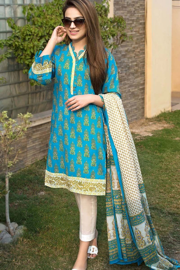 Gul Ahmed Summer Essential Collection 2018 – Ferozi 3 Pc Printed Lawn CL-343 A