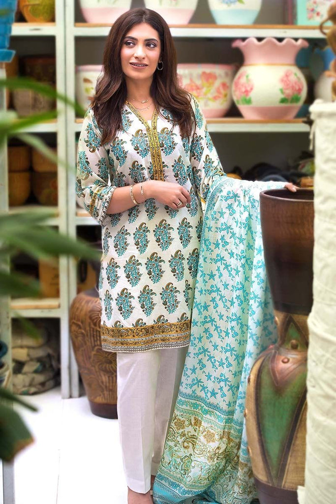 Gul Ahmed Summer Essential Collection 2018 – Aqua 3 Pc Printed Lawn CL-367 A