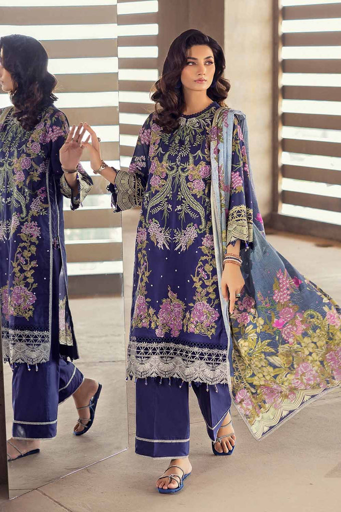 Gul Ahmed 2023 – 3PC Embroidered Cambric Suit with Digital Printed Lawn Dupatta CBE-32013