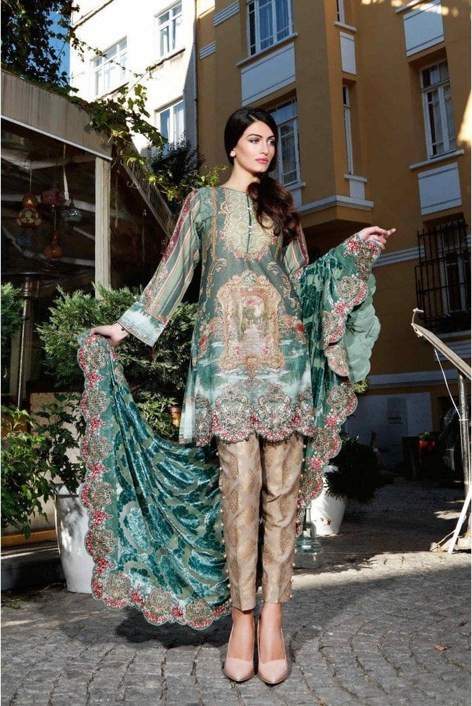 MARIA.B. Linen Winter Collection 2016 – Sea Green - DL403 - YourLibaas
 - 1