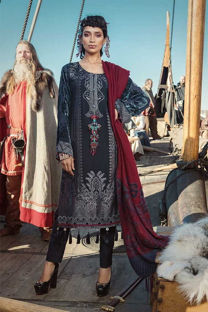 MARIA.B. Linen Winter Collection 2018 – DL-602-Navy Blue & Maroon