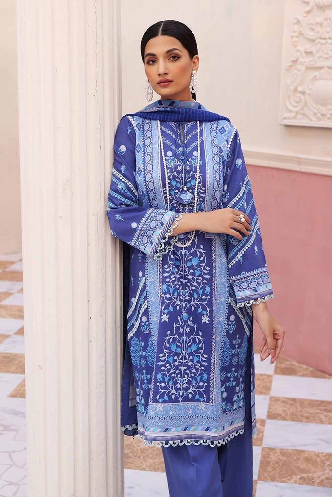 Gul Ahmed  Aangan Collection – 3PC Satin Digital Printed Suit with Silk Dupatta DS-22004