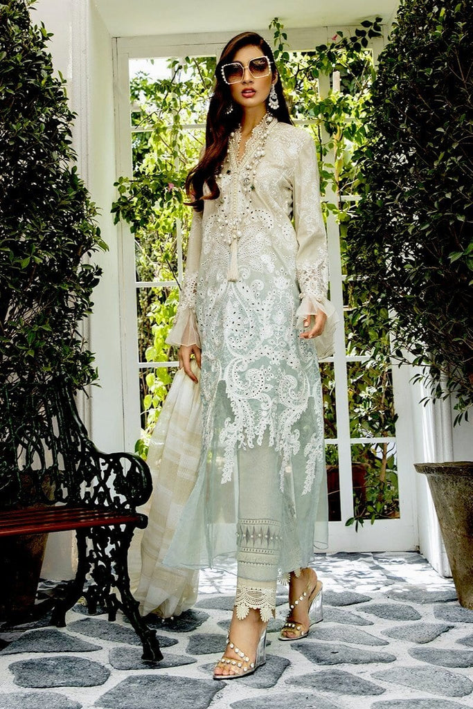 MARIA.B Lawn Eid Collection 2020 – 01 Aqua Blue and Coffee