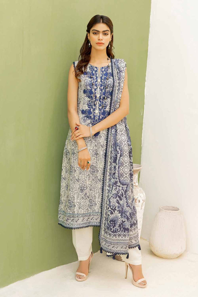 Gul Ahmed 2023 – 3PC Embroidered Cambric Suit with Printed Lawn Dupatta CBE-32008
