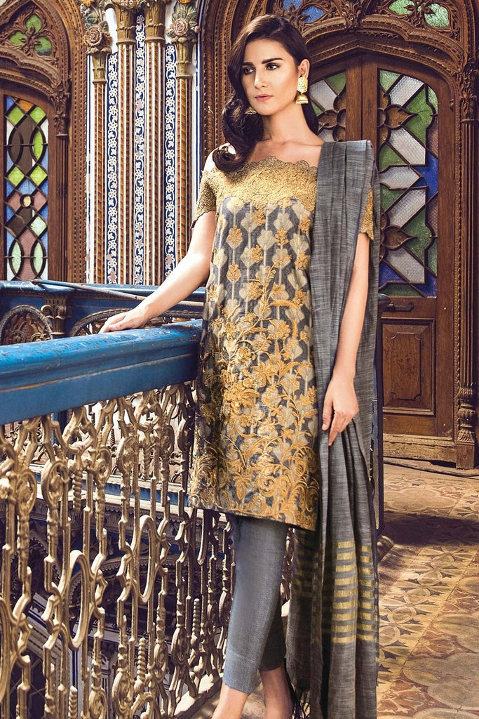 AlKaram Festive Embroidered Jacquard Collection 2018 – FC-02-18 Grey